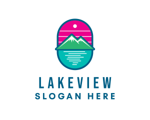 Sunset Outdoor Mountain Lake  logo design