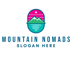 Sunset Outdoor Mountain Lake  logo design