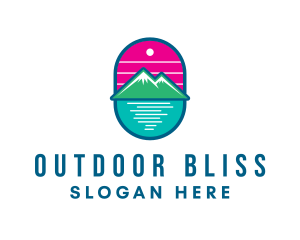 Sunset Outdoor Mountain Lake  logo design