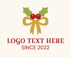 Christmas Holly Ribbon logo
