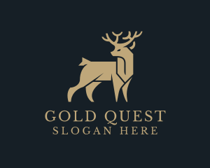 Gold Deer Animal logo design