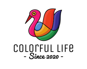 Colorful Swan Outline logo design