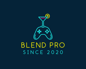 Neon Cocktail Game Console logo design