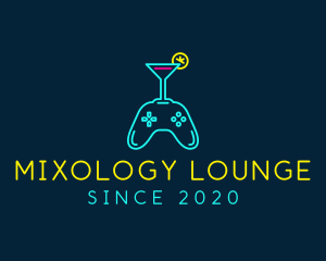 Neon Cocktail Game Console logo design