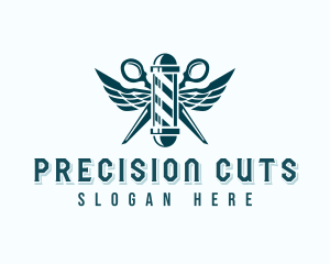 Scissors Barber Wings logo design