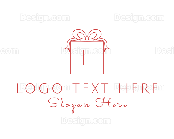 Ribbon Birthday Gift Box Logo