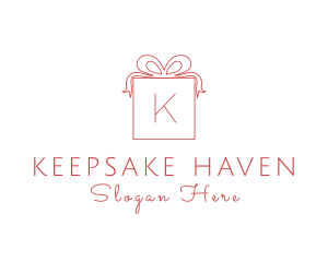 Ribbon Birthday Gift Box logo design