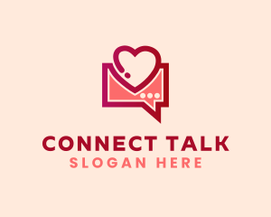 Heart Message Chat logo design