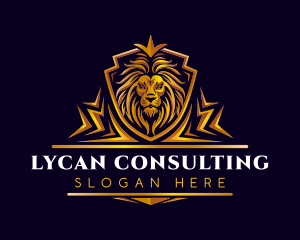 Lion Crown Shield logo design