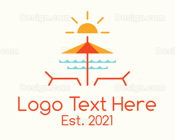 Beach Umbrella Summer Logo