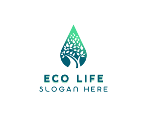 Eco Tree Water Drop logo design