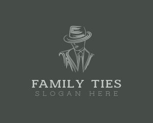 Mysterious Man Suit Tie logo design