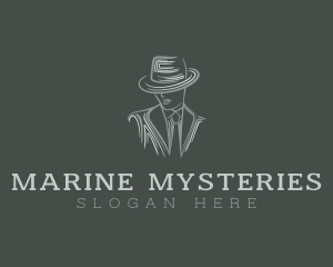 Mysterious Man Suit Tie logo design