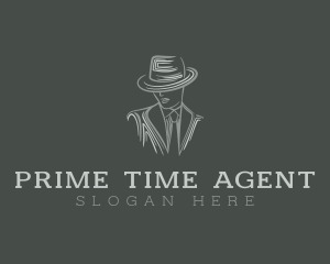 Mysterious Man Suit Tie logo design