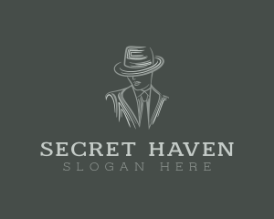 Mysterious Man Suit Tie logo design