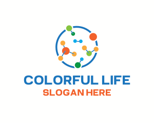 Colorful Science Molecules logo design