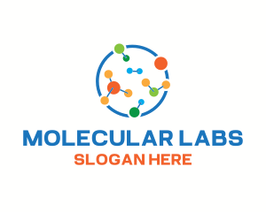 Colorful Science Molecules logo design