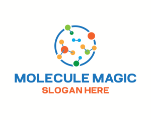 Colorful Science Molecules logo design