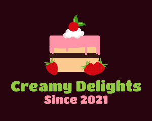 Strawberry Cherry Layered Cake logo design