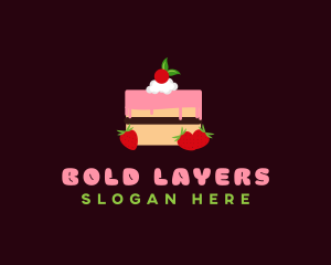 Strawberry Cherry Layered Cake logo design