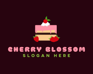 Strawberry Cherry Layered Cake logo design