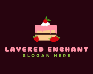 Strawberry Cherry Layered Cake logo design