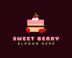 Strawberry Cherry Layered Cake logo design