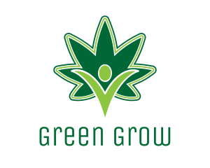 Green Marijuana Person logo design