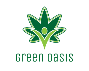 Green Marijuana Person logo design