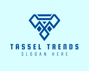 Blue Diamond Letter T logo design