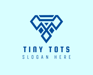 Blue Diamond Letter T logo design