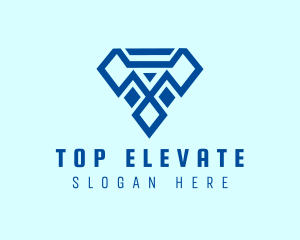 Blue Diamond Letter T logo design