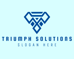 Blue Diamond Letter T logo design