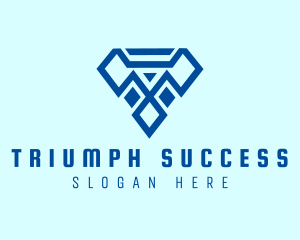 Blue Diamond Letter T logo design