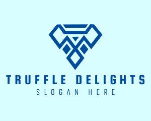 Blue Diamond Letter T logo design