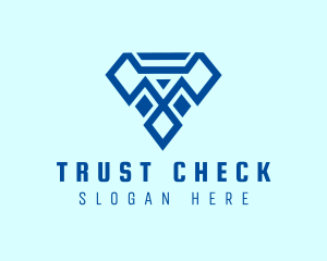 Blue Diamond Letter T logo design