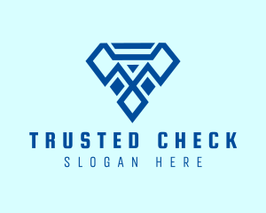 Blue Diamond Letter T logo design