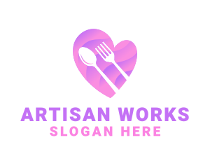 Food Cutlery Heart logo design