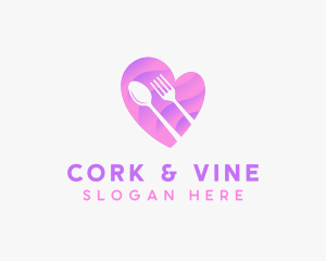 Food Cutlery Heart logo design