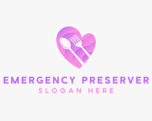 Food Cutlery Heart logo design