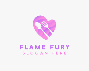 Food Cutlery Heart logo design