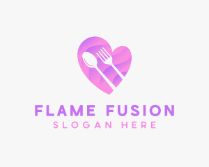 Food Cutlery Heart logo design