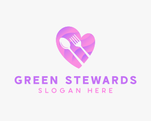 Food Cutlery Heart logo design