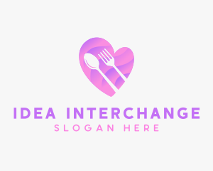 Food Cutlery Heart logo design