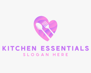 Food Cutlery Heart logo design