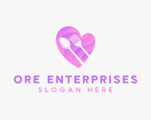 Food Cutlery Heart logo design