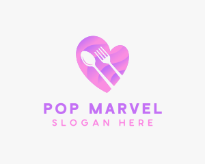 Food Cutlery Heart logo design