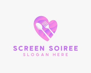 Food Cutlery Heart logo design