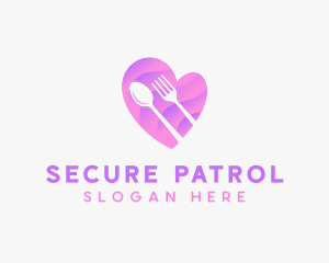 Food Cutlery Heart logo design