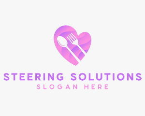 Food Cutlery Heart logo design